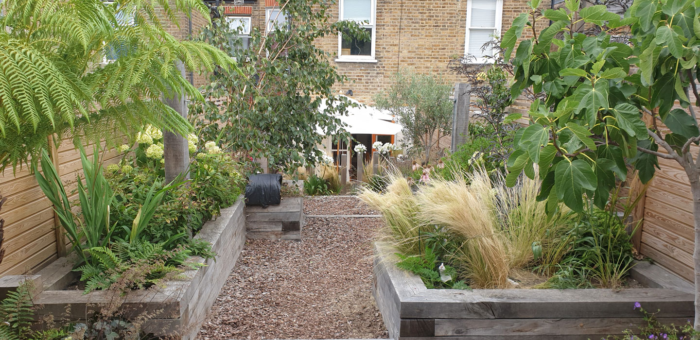 View back towards house